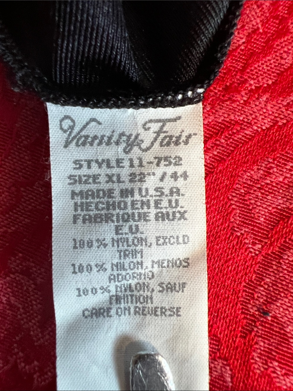 Vanity Fair Black Half Slip Women's XL Lace Hem Nylon Made in USA Style 11-752 - Picture 5 of 7